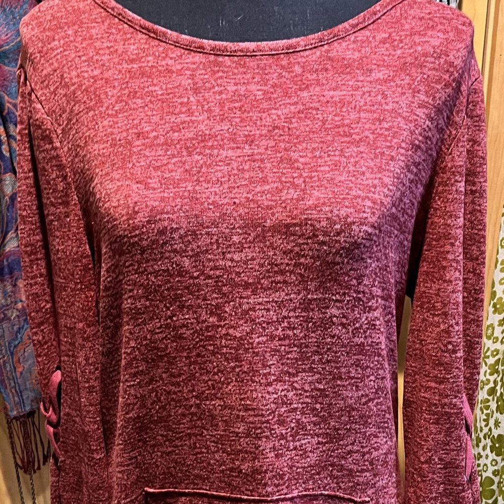 Tacera Soft Sweater Dress  - Maroon - Sz Sm - Long Sleeve Pullover